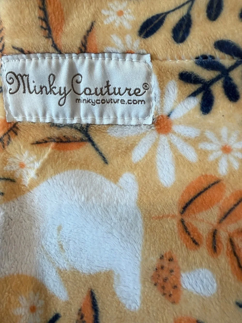 Minky Couture Bunny Floral Print Pillowcase- Yellow & Navy